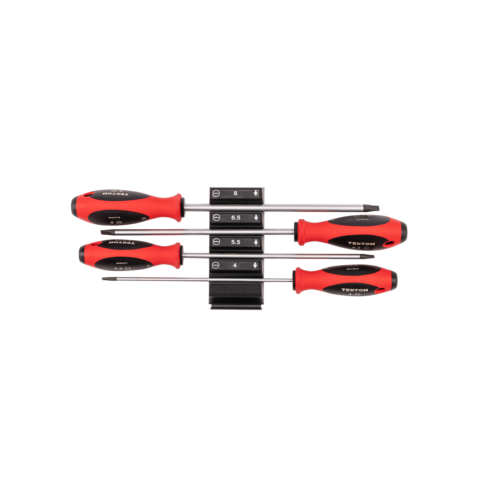 TEKTON Slotted Screwdriver Set with Modular Organizers - 8 Inch Shanks, 4-Piece (4 - 8 mm) | DWS90110